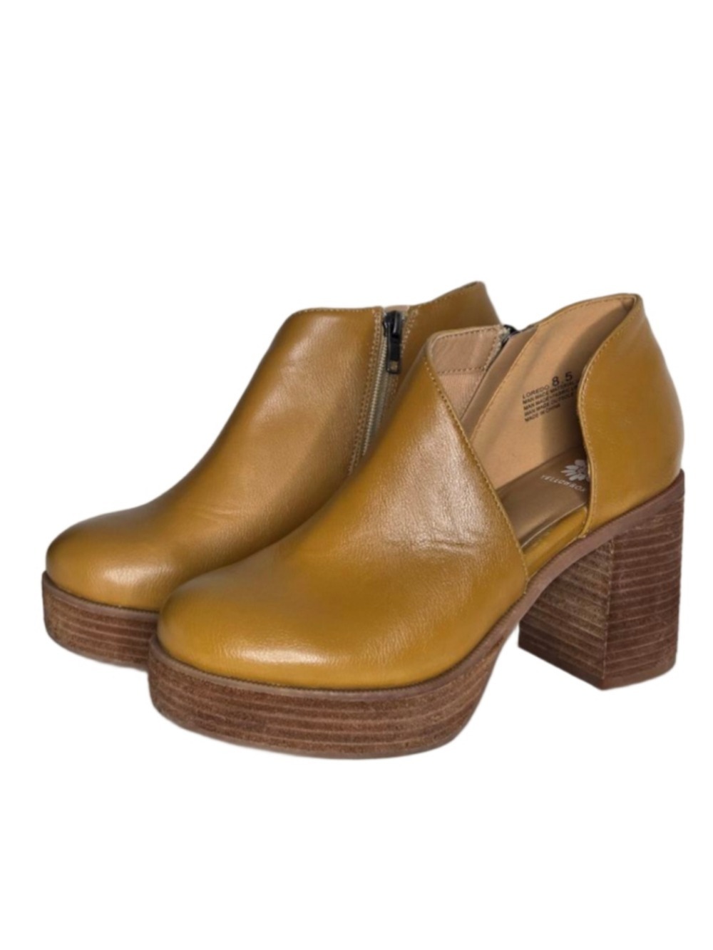 Yellow Box Loredo D'Orsay Platform Clogs Tan Women's Size 8.5 Cognac Chunky Boot